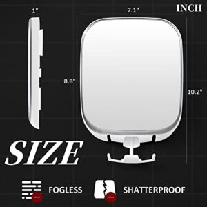 VELMADE Shower Mirror Fogless for Shaving with Razor Holder Suction Fogless Mirror for Shower Bathroom Shaving Mirror Fogless Shatterproof No Drilling Removable Anti Fog Mirror for Man & Woman, White