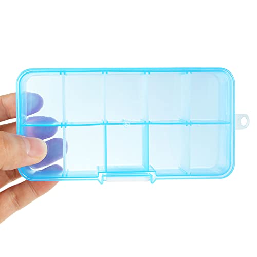 Acrux7 30 Pack 10 Grids Plastic Organizer Box with Dividers, 5 x 2.5 Inch Small Clear Bead Storage Containers, Small Plastic Tackle Boxes, Stackable Jewelry Boxes for Beads, Buttons, Earrings