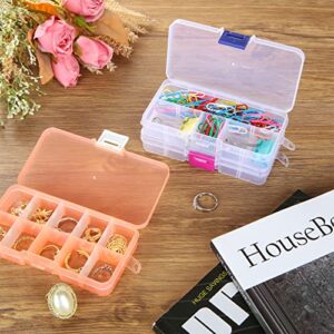 Acrux7 30 Pack 10 Grids Plastic Organizer Box with Dividers, 5 x 2.5 Inch Small Clear Bead Storage Containers, Small Plastic Tackle Boxes, Stackable Jewelry Boxes for Beads, Buttons, Earrings