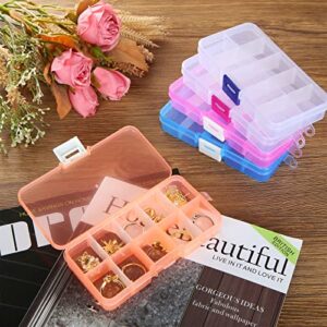 Acrux7 30 Pack 10 Grids Plastic Organizer Box with Dividers, 5 x 2.5 Inch Small Clear Bead Storage Containers, Small Plastic Tackle Boxes, Stackable Jewelry Boxes for Beads, Buttons, Earrings