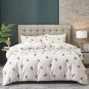 hyprest king size duvet cover set, 3 pieces cute orange duvet cover set- soft, lightweight & breathable, standard 100 by oeko-tex(no comforter)