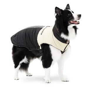 petridge dog coat cold weather jacket warm winter clothes for medium large dogs (black 55)