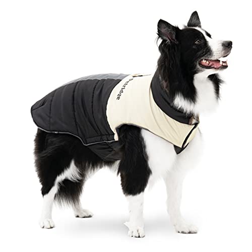 Petridge Dog Coat Cold Weather Jacket Warm Winter Clothes for Medium Large Dogs (Black 55)