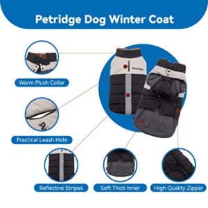 Petridge Dog Coat Cold Weather Jacket Warm Winter Clothes for Medium Large Dogs (Black 55)