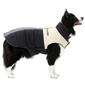 Petridge Dog Coat Cold Weather Jacket Warm Winter Clothes for Medium Large Dogs (Black 55)