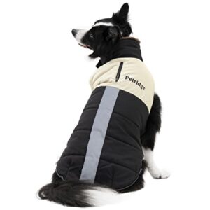 Petridge Dog Coat Cold Weather Jacket Warm Winter Clothes for Medium Large Dogs (Black 55)