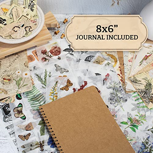 All in One Scrapbooking Supplies Kit - 331 Vintage Pieces incl. Junk Journal - Journaling Set Incl. Stickers, Tags, Scrapbook Paper - The Perfect Bundle for Your Amazing Craft Projects
