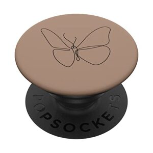beige brown simple minimalist butterfly popsockets swappable popgrip