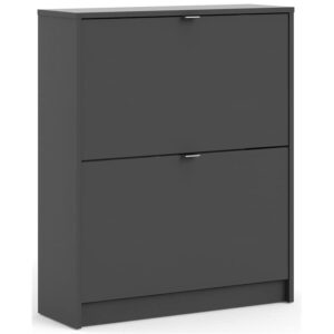 pemberly row engineered wood bright 2 drawer shoe cabinet in black lead