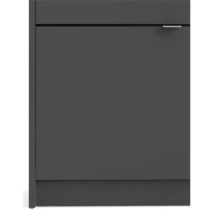 Pemberly Row Engineered Wood Bright 2 Drawer Shoe Cabinet in Black Lead