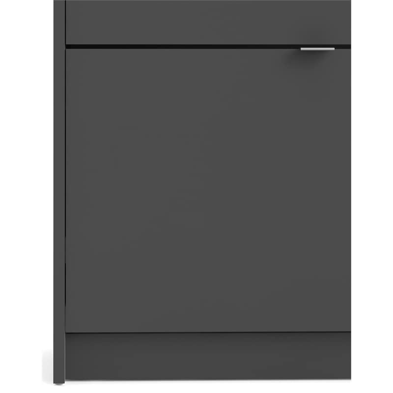 Pemberly Row Engineered Wood Bright 2 Drawer Shoe Cabinet in Black Lead