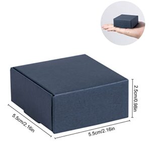 Navy Blue Gift Boxes ,NIGNYA 100 pcs Small Business Gift Box Kraft Paper Gift Boxes 2.16x2.16x0.98 inch, Mini Square Gift Wrapping Favor Box with Lids Small Boxes for Presents Bridal Wedding Party Jewelry box