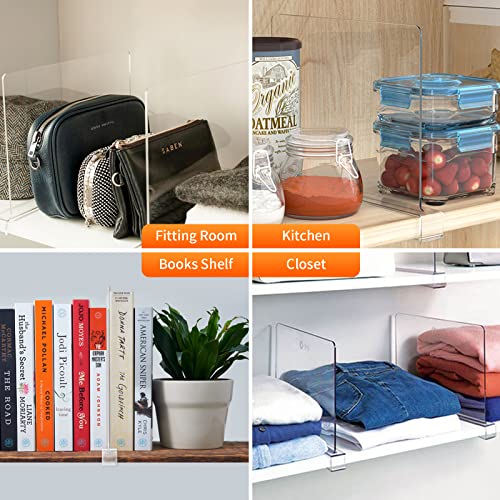 Maotong Clear Closet Shelf Divider 8 Pack, Acrylic Shelf Separator Shelves Organizer for Bedroom Clothes Closet Shelving, Kitchen and Office Shelves