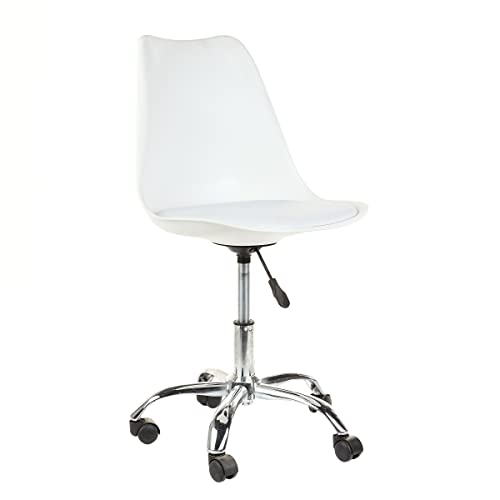 +gardenlife | Tulip Modern Home and Office Design Armless Chair Adjustable Height Soft Ped Shell | (White)