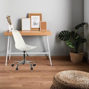 +gardenlife | Tulip Modern Home and Office Design Armless Chair Adjustable Height Soft Ped Shell | (White)
