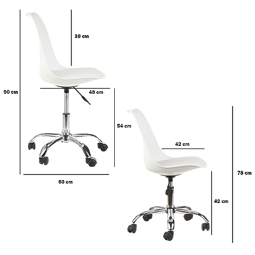 +gardenlife | Tulip Modern Home and Office Design Armless Chair Adjustable Height Soft Ped Shell | (White)