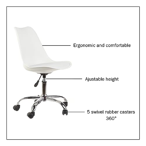 +gardenlife | Tulip Modern Home and Office Design Armless Chair Adjustable Height Soft Ped Shell | (White)