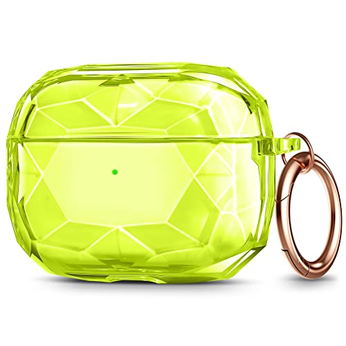 Maxjoy Airpod Pro 2 Case 2022 Crystal Clear, AirPods Pro 2nd Generation Case Cover, Full-Body Shockproof Hard Shell Protective for Men Women with Keychain Carabiner,Neon Yellow