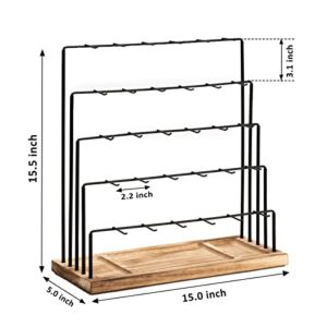 DGWJSU Earring Display Stands for Selling , Earring Rack Display Holder Stand, Jewelry Display for Selling Earring Cards, Bracelets, Hair Accessories, Rings, Necklaces 15"W x 6"D x 15.5"H (30 Hooks)