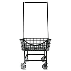 LVP Big Brother Commercial Laundry Cart with Dual Pole Rack 3.25 Bushels (Matte Black Vinyl Anti Rust Coating)