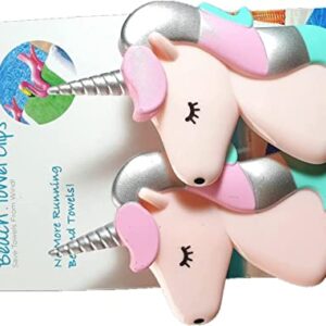 2 Set (4 Ct) Pink Unicorn Beach Towel Clips Jumbo Size for Beach Chair, Cruise Beach Patio, Pool Accessories for Chairs, Household Clip, Baby Stroller