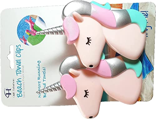 2 Set (4 Ct) Pink Unicorn Beach Towel Clips Jumbo Size for Beach Chair, Cruise Beach Patio, Pool Accessories for Chairs, Household Clip, Baby Stroller