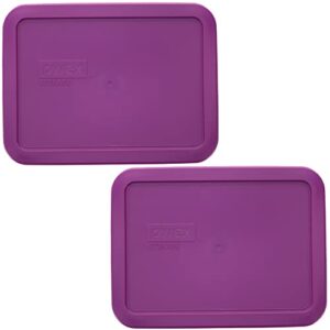 pyrex 7210-pc 3-cup thistle purple plastic food storage replacement lid, made in usa - 2 pack