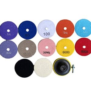 Diamond Polishing Pads 4 Inch 10 Packs 3/8"-11 Backer Pad Granite Polishing Kit Marble Polishing Kit Diamond Sanding Pads Granite Polishing Pads Concrete Polishing Pads Tile Polishing Pads For Grinder