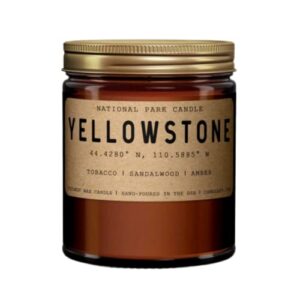 candle fy yellowstone national park candle tobacco, sandalwood, amber