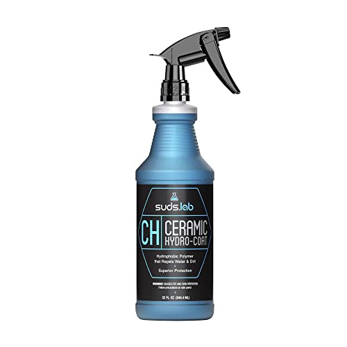 Suds Lab CH Ceramic Hydro-Coat, Hydrophobic Car Sealant, Water Activated Spray, Easy To Use Water and Dirt Repelling Finish Treatment For All Vehicles, High Gloss Spot Free Shine 32 oz.