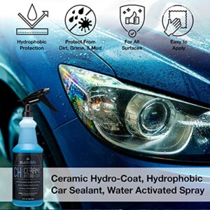 Suds Lab CH Ceramic Hydro-Coat, Hydrophobic Car Sealant, Water Activated Spray, Easy To Use Water and Dirt Repelling Finish Treatment For All Vehicles, High Gloss Spot Free Shine 32 oz.