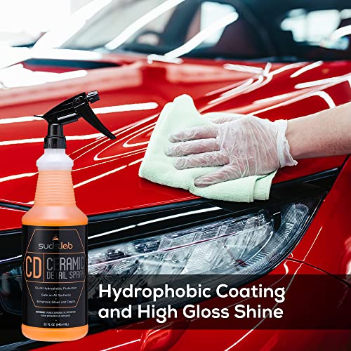 Suds Lab CD Ceramic Detail Spray, Sealant And Wax Preserving, Easy Surface Prep, Remove Dirt Dust And Oil, Water Repellent Protection, Easy To Use Spray For A Spot Free Shine 32 oz.