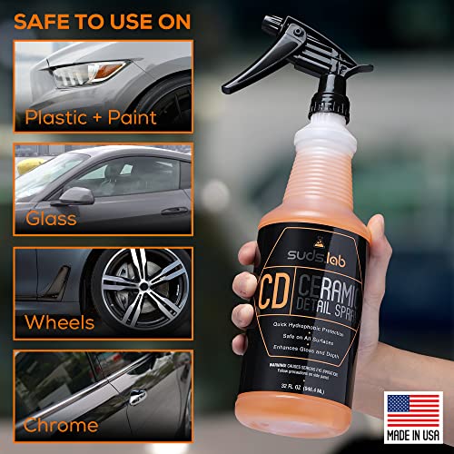 Suds Lab CD Ceramic Detail Spray, Sealant And Wax Preserving, Easy Surface Prep, Remove Dirt Dust And Oil, Water Repellent Protection, Easy To Use Spray For A Spot Free Shine 32 oz.