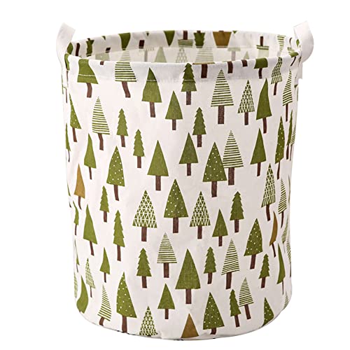 Laundry baskets,bedroom hamper,kitchen organization,Waterproof Round Cotton Linen Collapsible storage basket (Christmas tree)