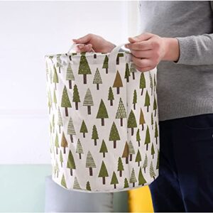 Laundry baskets,bedroom hamper,kitchen organization,Waterproof Round Cotton Linen Collapsible storage basket (Christmas tree)