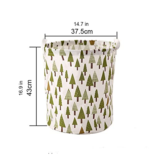 Laundry baskets,bedroom hamper,kitchen organization,Waterproof Round Cotton Linen Collapsible storage basket (Christmas tree)