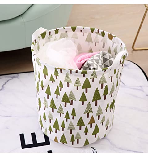 Laundry baskets,bedroom hamper,kitchen organization,Waterproof Round Cotton Linen Collapsible storage basket (Christmas tree)