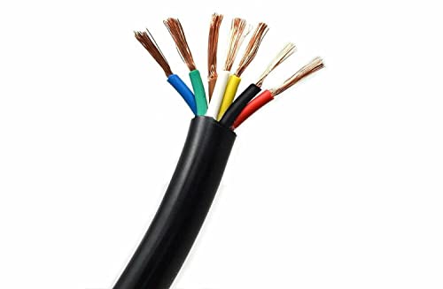 12vMax Electronics 14 Gauge 7 Way Conductor Extension RV Trailer Wire Cable Wiring Insulated - 25 Feet 14/7, CCA Copper Clad Aluminum