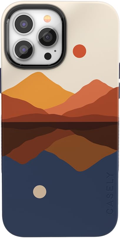 Casely Case Compatible with iPhone 14 Pro Case - Opposites Attract - Day & Night Colorblock Mountain | Compatible with MagSafe