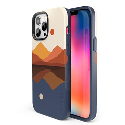 Casely Case Compatible with iPhone 14 Pro Case - Opposites Attract - Day & Night Colorblock Mountain | Compatible with MagSafe