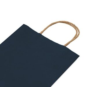 Blue Gift Bags with Handles - 6x3x9 Inch 50 Pack Medium Navy Blue Gift Bags with Handles, Colored Kraft Paper Shopping Totes for Gift Wrapping, Wedding & Event Guests, Small Business, Retail, in Bulk