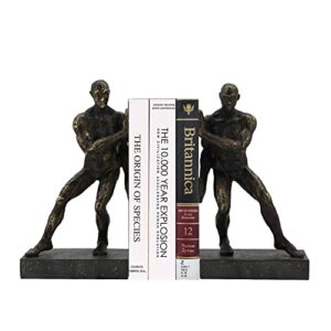 liffy decorative bookends, black resin non-skid book ends, heavy duty bookend holder ornaments, decorative book stopper for shelves, office desk, study room, creative home decor gifts for book lovers