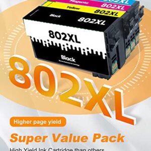 802 XL Ink Cartridges Remanufactured for Epson 802 Ink Cartridge Combo Pack T802 Remanufactured for Epson 802XL Ink Cartridge Works with Epson Workforce Pro WF-4740 WF-4734 WF-4730 EC-4040 EC-4030