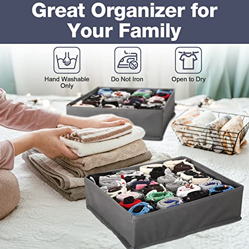 6 Pieces Sock Underwear Drawer Organizer Dividers 144 Cell Sock Drawer Organizers Foldable Cabinet Closet Organizer Underwear Storage Box for Storing Socks Underwear Ties