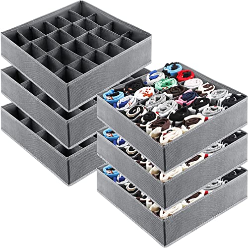 6 Pieces Sock Underwear Drawer Organizer Dividers 144 Cell Sock Drawer Organizers Foldable Cabinet Closet Organizer Underwear Storage Box for Storing Socks Underwear Ties