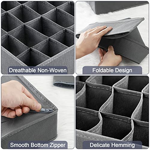 6 Pieces Sock Underwear Drawer Organizer Dividers 144 Cell Sock Drawer Organizers Foldable Cabinet Closet Organizer Underwear Storage Box for Storing Socks Underwear Ties