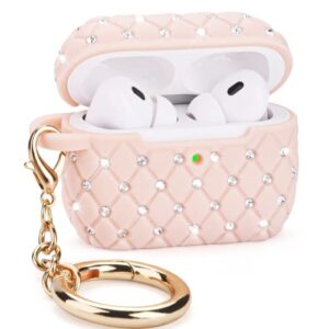 VISOOM Airpods Pro 2nd Generation Case - Airpods Pro 2 Bling Case Cover with Lanyard Women 2022 Crystal TPU Hard Protective iPod Pro 2 Wireless Charging Case Girl Keychain for Apple Airpod Gen Pro 2