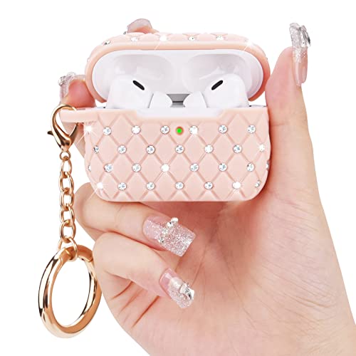 VISOOM Airpods Pro 2nd Generation Case - Airpods Pro 2 Bling Case Cover with Lanyard Women 2022 Crystal TPU Hard Protective iPod Pro 2 Wireless Charging Case Girl Keychain for Apple Airpod Gen Pro 2