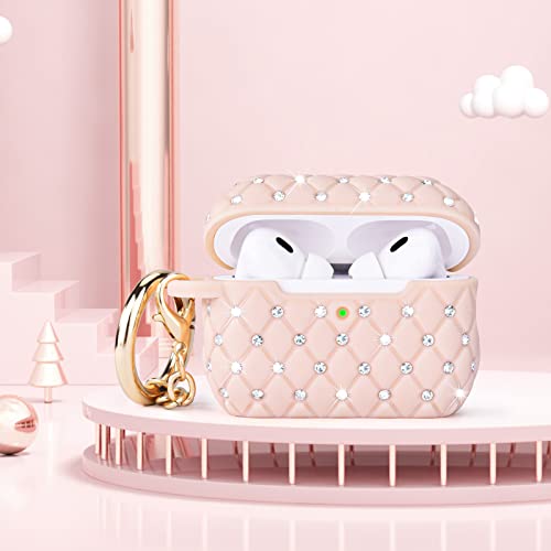 VISOOM Airpods Pro 2nd Generation Case - Airpods Pro 2 Bling Case Cover with Lanyard Women 2022 Crystal TPU Hard Protective iPod Pro 2 Wireless Charging Case Girl Keychain for Apple Airpod Gen Pro 2