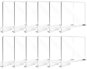 fixwal 12pcs shelf dividers for closet organization acrylic shelf divider for wooden shelving, wood shelf organizer for closet, bedroom, kitchen and office